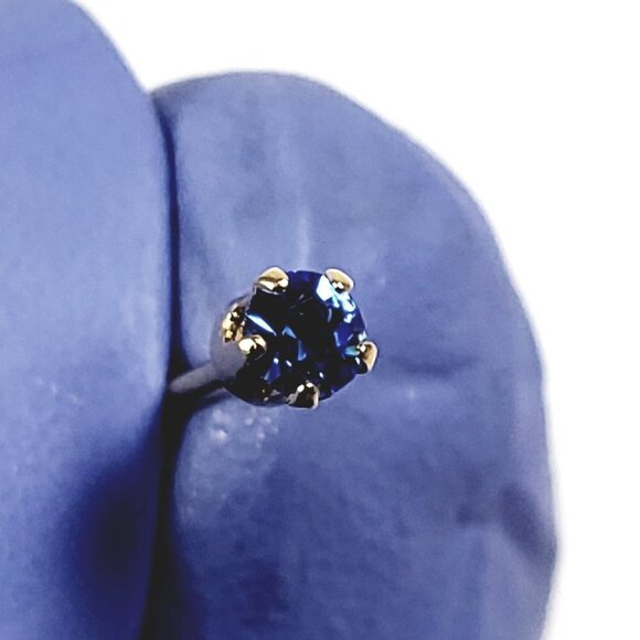 Swarovski Crystal Element - Gold Overlay Blue Stone "Tiny" Stud Earrings - Picture 9 of 11